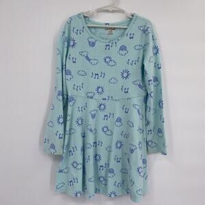Cat & Jack Girls A-Line Dress Blue Sun Cloud Scoop Neck Long sleeve M 7/8